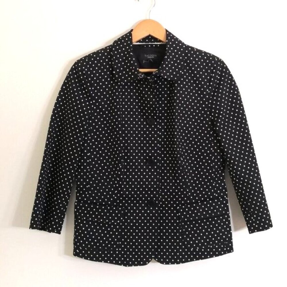 Like New Talbots Women's‎ Cotton Polka Dot Blazer 3/4 Sleeve Black/White Size 8